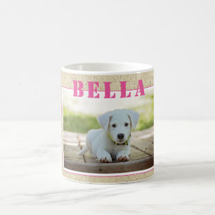 Niedlich Rustikal Rosa Hund Foto und Name Kaffeetasse