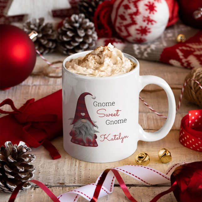 Niedlich Rustikale Personalisierte Weihnachtsgnome Tasse (Von Creator hochgeladen)