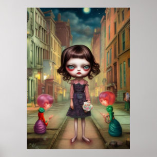 Niedlich Sad Love Girl in der Stadt Poster