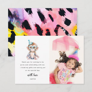 Niedlich Safari Animal Foto Geburtstag Dankeskarte