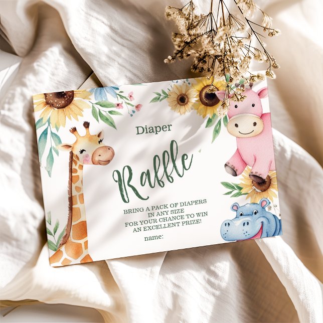 Niedlich Safari Animal Greenery Baby Dusche Begleitkarte (Von Creator hochgeladen)