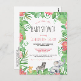 Niedlich Safari Animal Tropical Floral Baby Dusche Postkarte