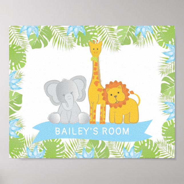 Niedlich Safari Animals Baby Boy Kinderzimmer Room Poster (Vorne)