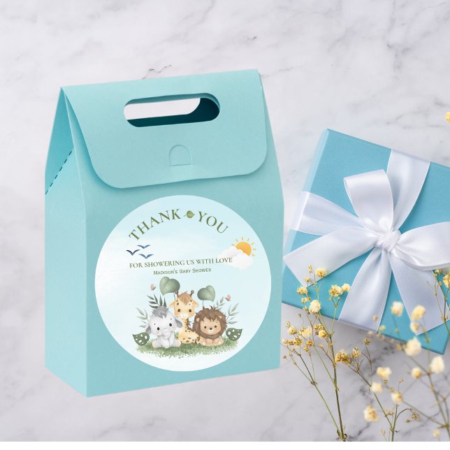 Niedlich Safari Animals Baby Dusche Runder Aufkleber (Von Creator hochgeladen)