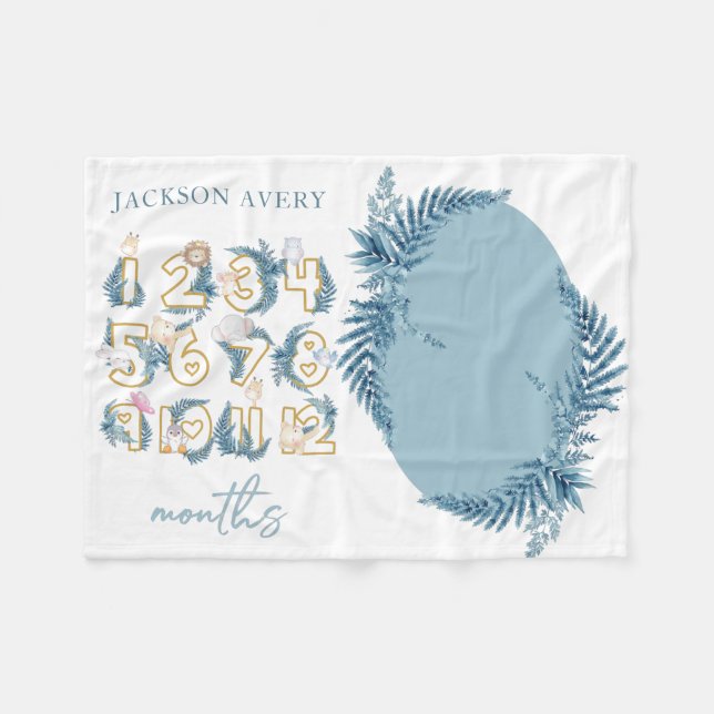 Niedlich Safari Animals Baby Milestone Fleecedecke (Vorderseite (Horizontal))