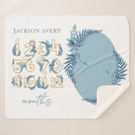 Niedlich Safari Animals Baby Milestone Sherpadecke