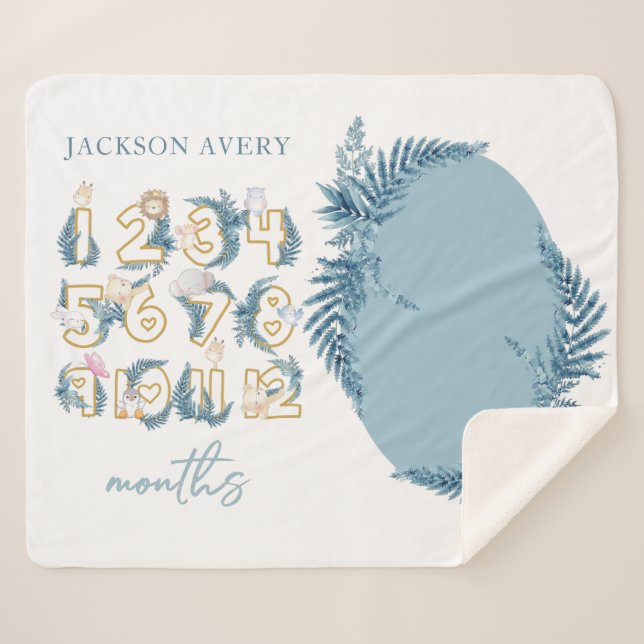Niedlich Safari Animals Baby Milestone Sherpadecke (Vorderseite (Horizontal))