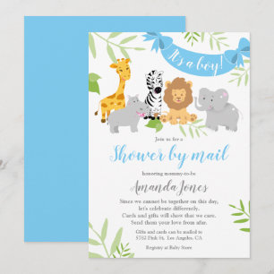 Niedlich Safari Animals Baby Shower Boy Einladung