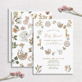 Niedlich Safari Animals Script Boho Baby Dusche Einladung