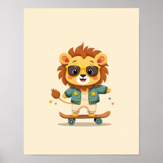 Niedlich Safari Baby Lion - Whimsisches Kinderzimm Poster