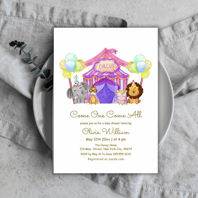 Niedlich Safari Circus Karneval Balloon Babydusche Einladung (Cute Safari Circus Carnival Balloon Baby Shower Invitation)