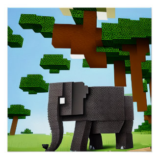 Niedlich Safari Elephant Pixel Art Poster