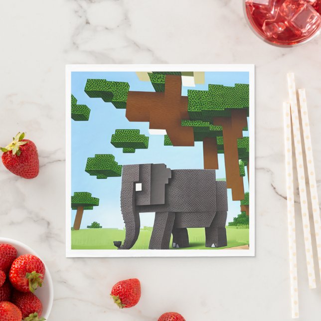 Niedlich Safari Elephant Pixel Art Serviette (Beispiel)