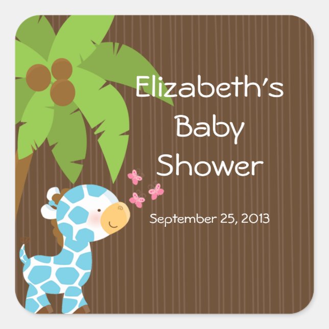 Niedlich Safari Giraffe Boy Baby Shower Stickers (Vorderseite)