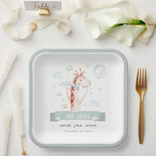 Niedlich Safari Giraffe Star Cloud Balloon Babydus Pappteller