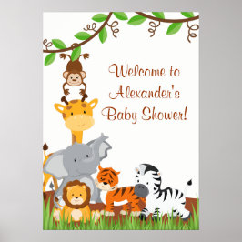 Niedlich Safari Jungle Animals Baby Boy Shoster Poster