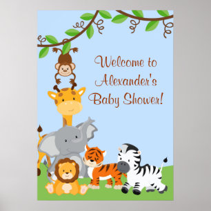 Niedlich Safari Jungle Animals Baby Boy Shoster Poster