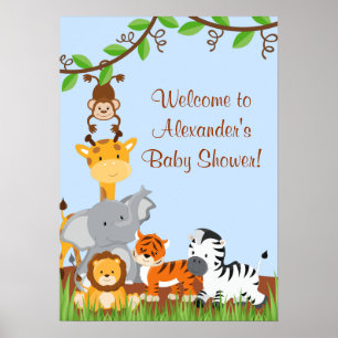 Niedlich Safari Jungle Animals Baby Boy Shoster Poster