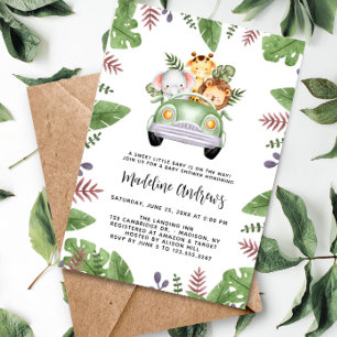 Niedlich Safari Jungle Animals Baby Dusche Einladung