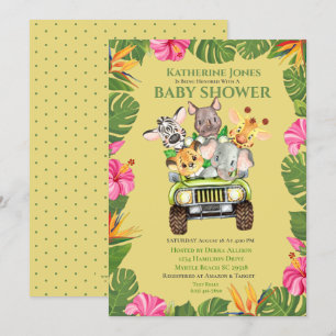 Niedlich Safari Jungle Animals Kinderdusche Einlad Einladung
