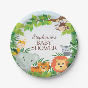 Niedlich Safari Jungle Babydusche 7 Zoll Pappteller