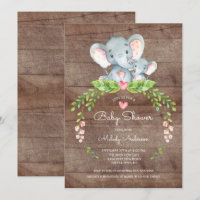 Niedlich Safari Jungle Elephant Baby Dusche Einlad