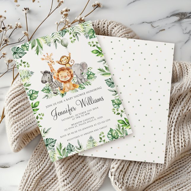 Niedlich Safari Jungle Wild Animals Baby Boy Dusch Einladung (Von Creator hochgeladen)