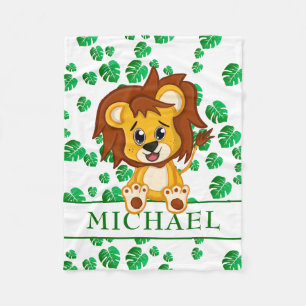 Niedlich Safari Lion Cartoon Dschungel Muster Kind Fleecedecke