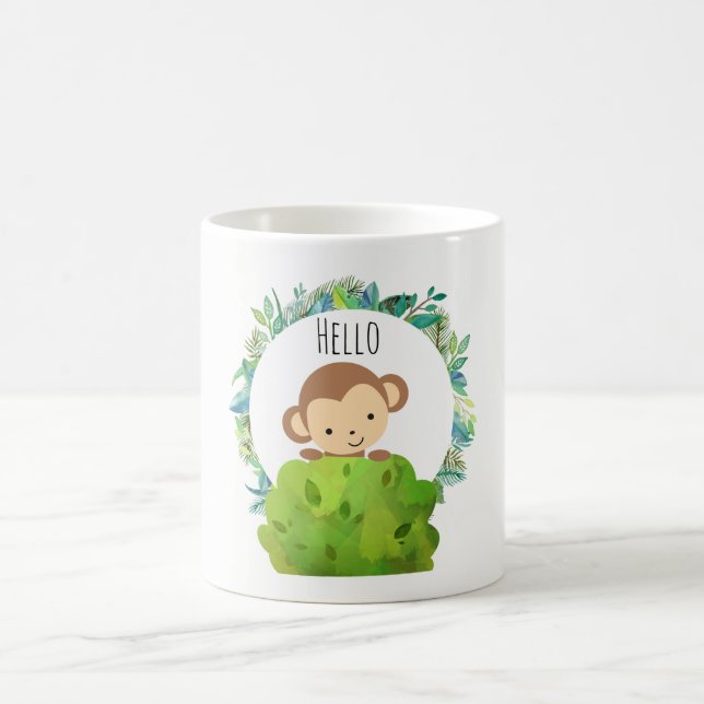 Niedlich Safari Monkey Hallo Kaffeetasse (Mittel)