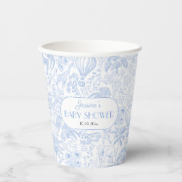Niedlich Safari Toile de Jouy Blue Baby Dusche Pappbecher