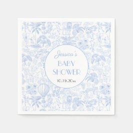 Niedlich Safari Toile de Jouy Blue Baby Duschpapie Serviette