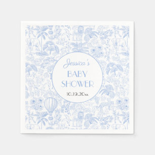Niedlich Safari Toile de Jouy Blue Baby Duschpapie Serviette