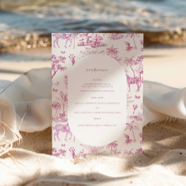 Niedlich Safari Toile de Jouy | Pink Baby Dusche Poster