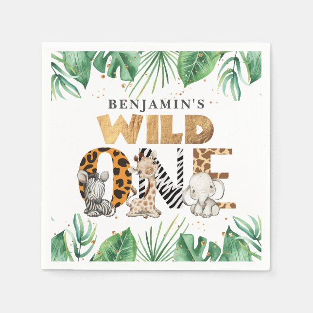 Niedlich Safari Wild 1. Geburtstag Serviette (Vorderseite)