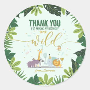 Niedlich Safari Wild Animals Boho Geburtstagsparty Runder Aufkleber