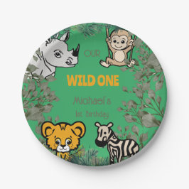 Niedlich Safari Wild One Green Pappteller