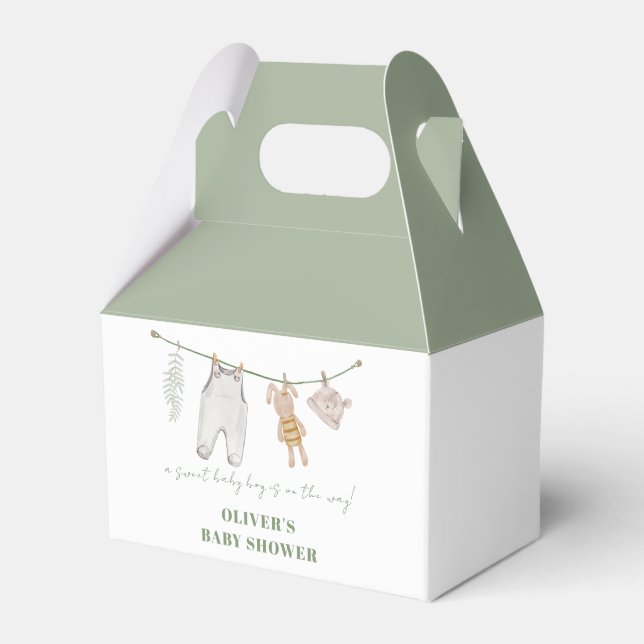 Niedlich Sage Green Boho Boy Kleidung Kinderdusche Geschenkschachtel (Vorderseite)