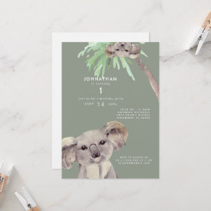Niedlich Sage Koala Bear 1. Geburtstag Party Einla Einladung