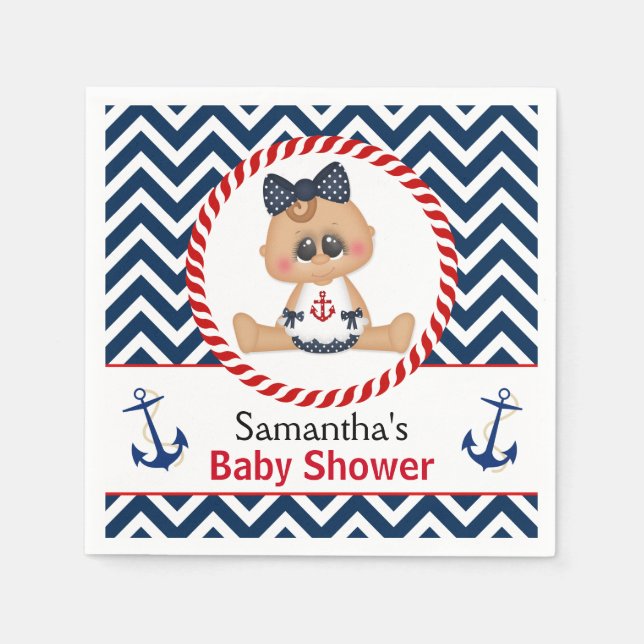 Niedlich Sailor Girl Nautical Baby Dusche Serviette (Vorderseite)