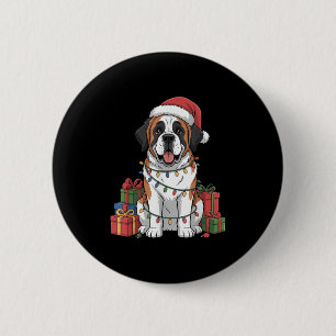 Niedlich Saint Bernard Weihnachtsmannmütze Weihnac Button
