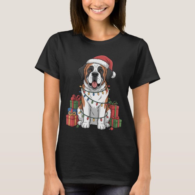 Niedlich Saint Bernard Weihnachtsmannmütze Weihnac T-Shirt (Vorderseite)