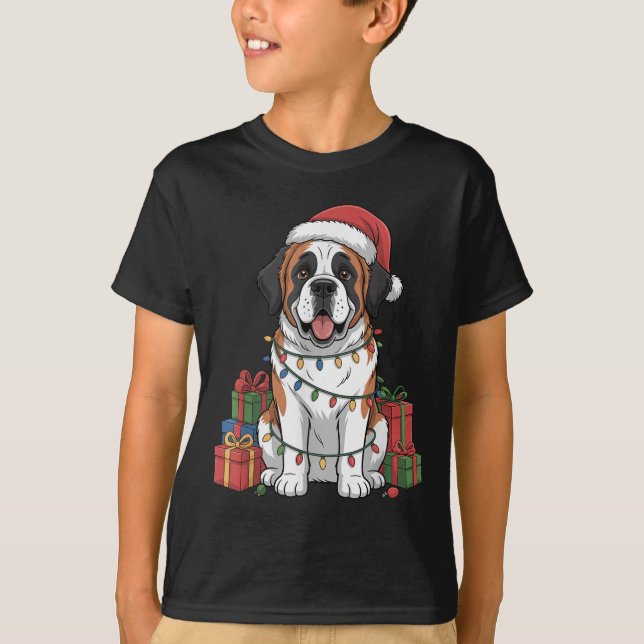 Niedlich Saint Bernard Weihnachtsmannmütze Weihnac T-Shirt (Vorderseite)