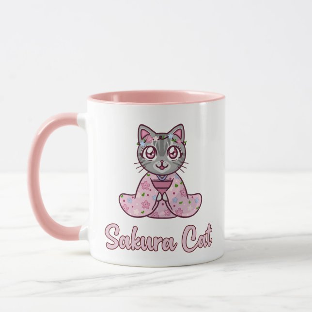 Niedlich Sakura Cat Tasse (Links)