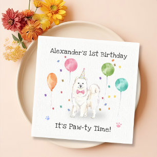 Niedlich Samoyed Dog Geburtstagsparty Serviette