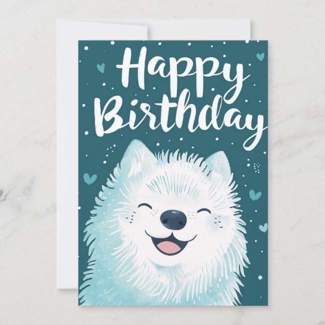 Niedlich Samoyed Happy Birthday Feiertagskarte (Vorderseite)