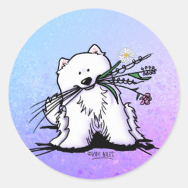 Niedlich Samoyed KiniArt Runder Aufkleber