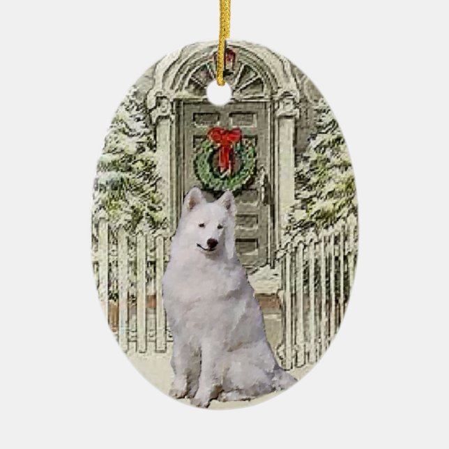 Niedlich Samoyed Lovers Weihnachten Ornament Aus Metall (Vorne)
