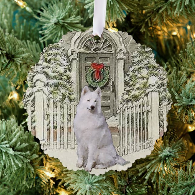 Niedlich Samoyed Lovers Weihnachten Ornament Karte (Insitu (Baum))