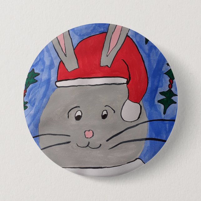 Niedlich Santa Bunny Button (Vorderseite)