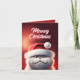 Niedlich Santa Cat Meowy Karte